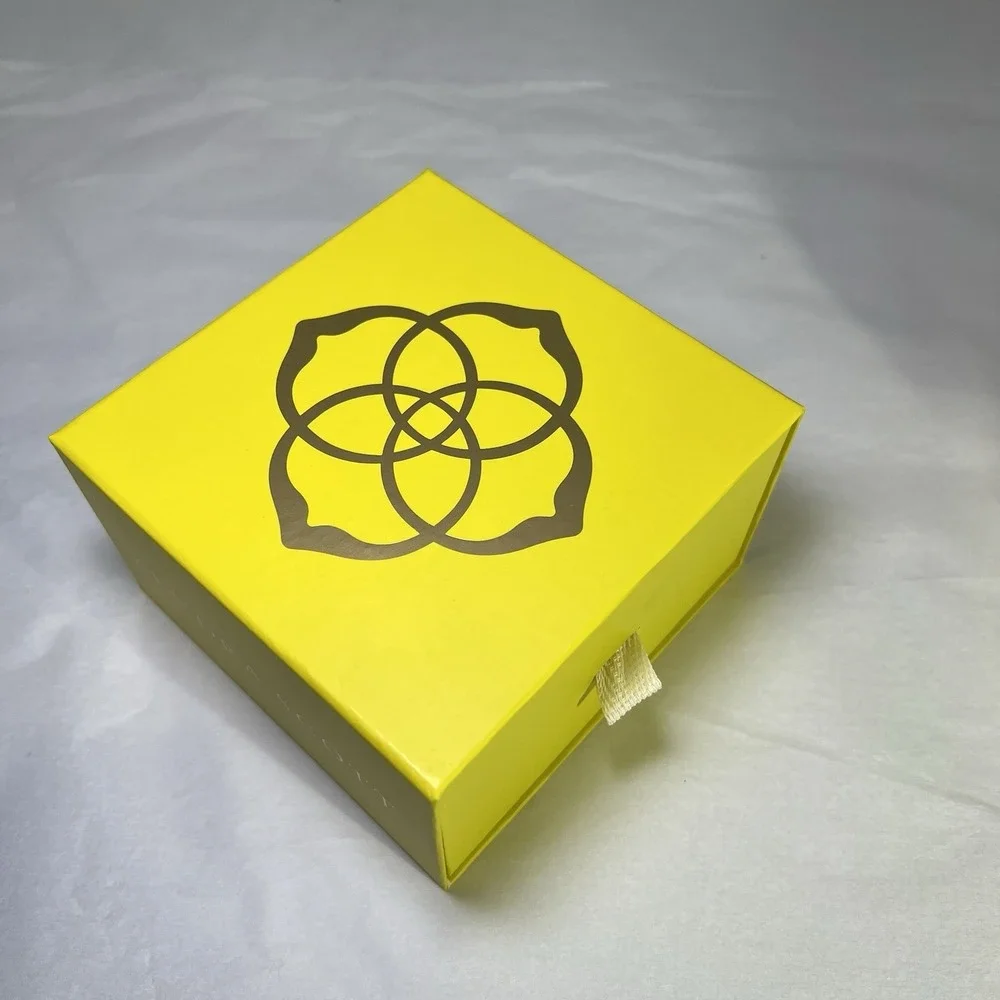 Three Empty Kendra Scott Jewelry Gift Boxes Hello White Bow‎ Pull Out Drawers
